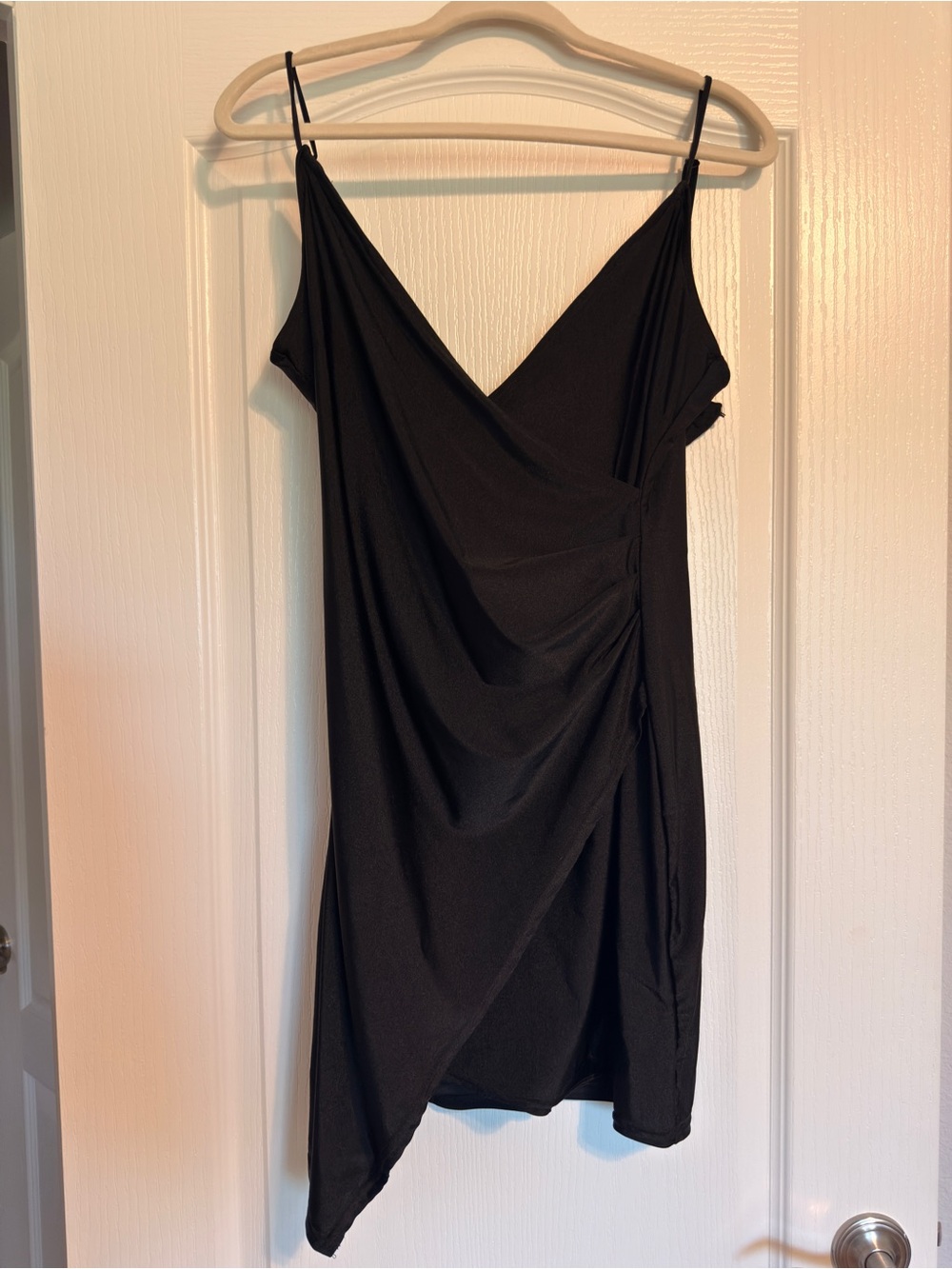Fiesta Black Asymmetric Draped Mini Dress